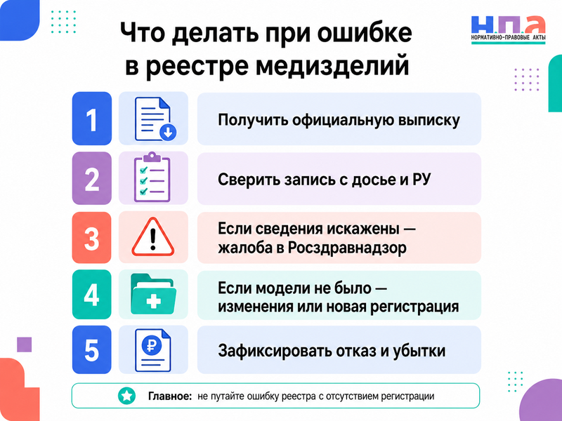В реестре Росздравнадзора отсутствует модель медицинского изделия или указан неверный статус как исправить сведения