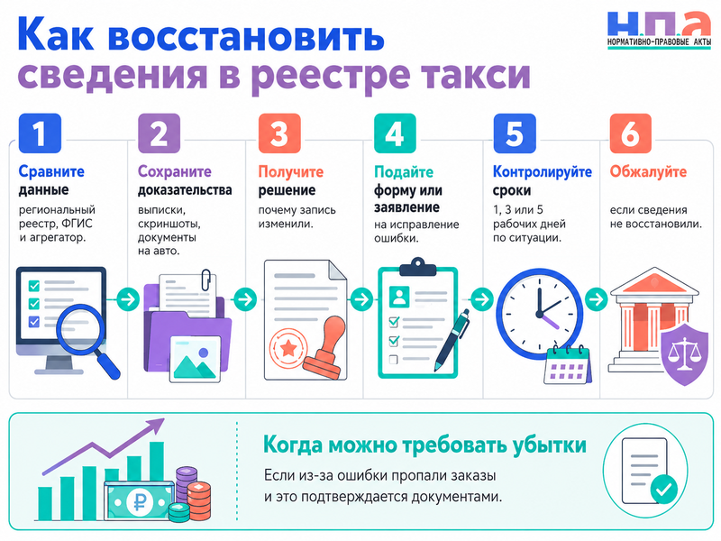 В реестре такси ошибочно исключили автомобиль или приостановили перевозчика как восстановить сведения