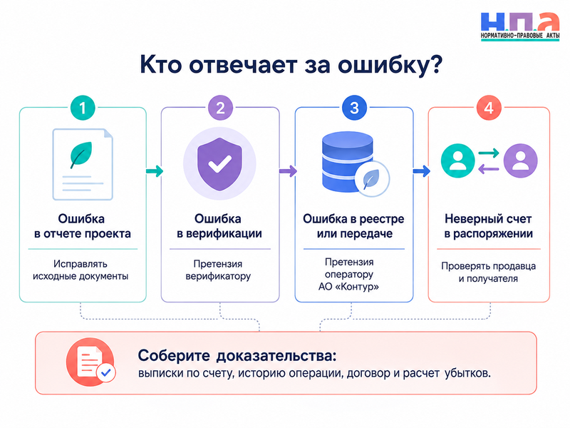 В реестре углеродных единиц указано неправильное количество или не проходит передача покупателю - как исправить запись и взыскать убытки
