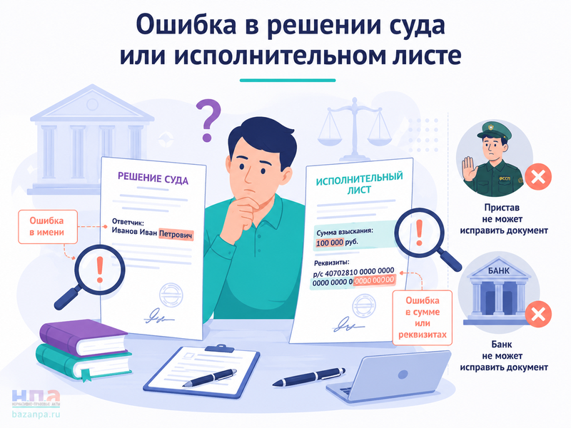 В решении суда или исполнительном листе допущена ошибка как исправить документ