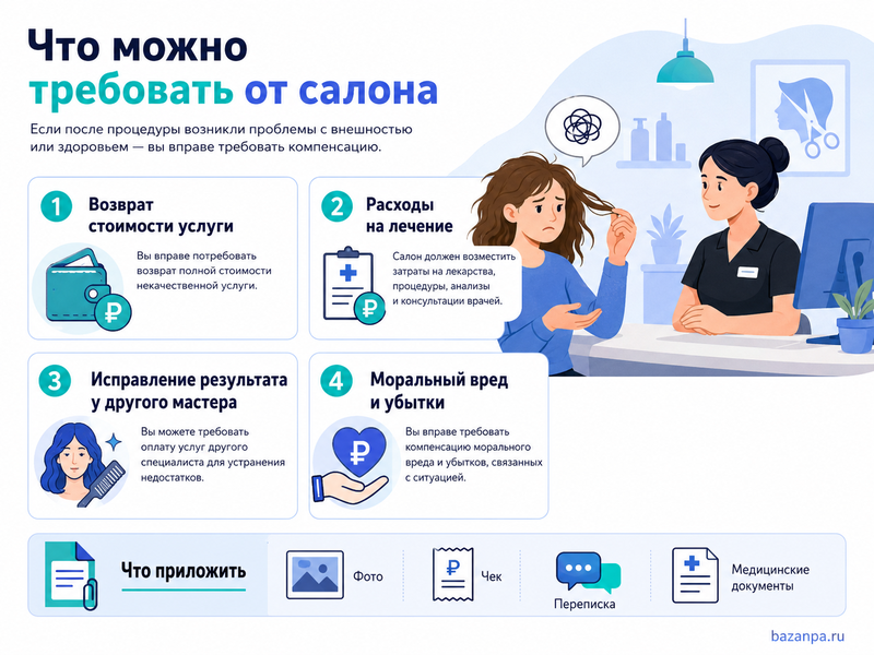 В салоне красоты сожгли волосы, повредили кожу или испортили окрашивание как вернуть деньги