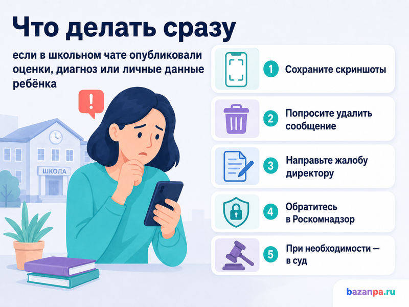 В школьном чате опубликовали оценки, диагноз или другие сведения о ребенке как удалить данные