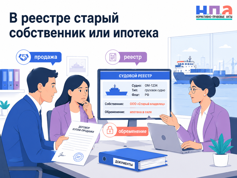 В судовом реестре остался прежний собственник или обременение