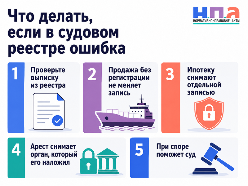 В судовом реестре остался прежний собственник или обременение