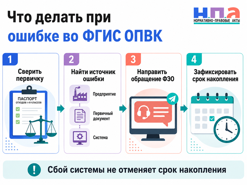 Во ФГИС ОПВК неправильно указаны количество, вид или владелец отходов I-II классов как исправить сведения в 2026 году и кто отвечает за превышение срока накопления