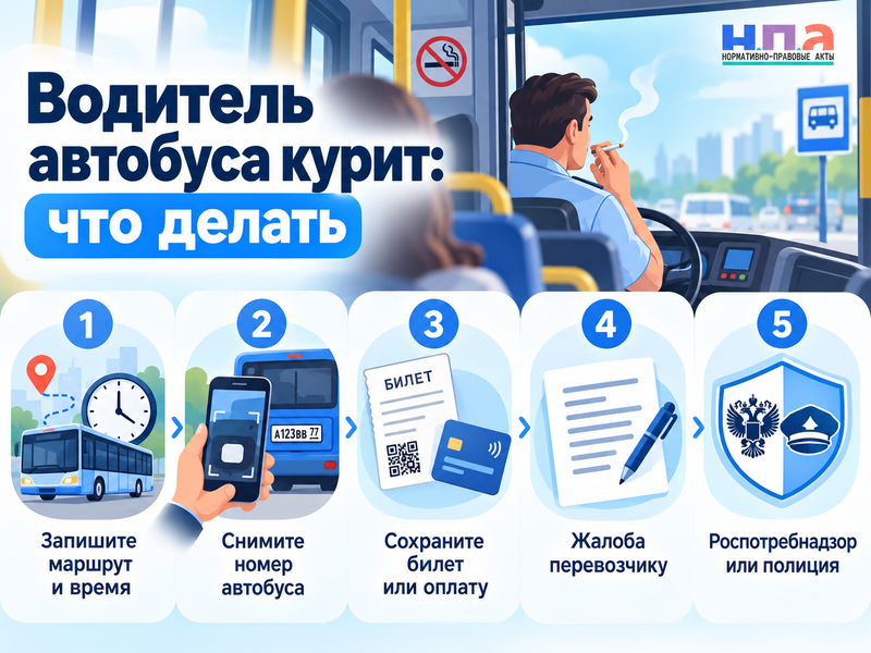 Водитель автобуса или маршрутки курит за рулём - куда жаловаться