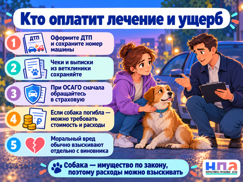 Водитель сбил домашнюю собаку - кто возместит лечение и гибель