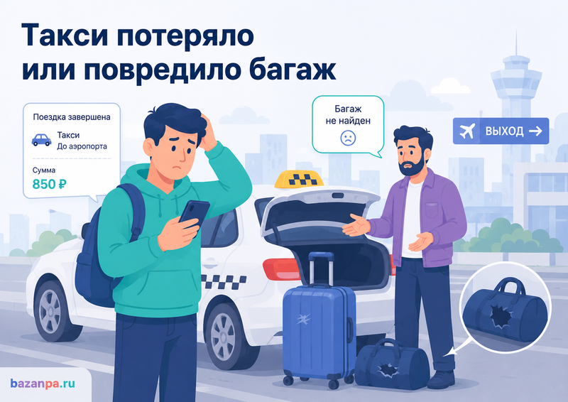 Водитель такси потерял, не вернул или повредил багаж пассажира
