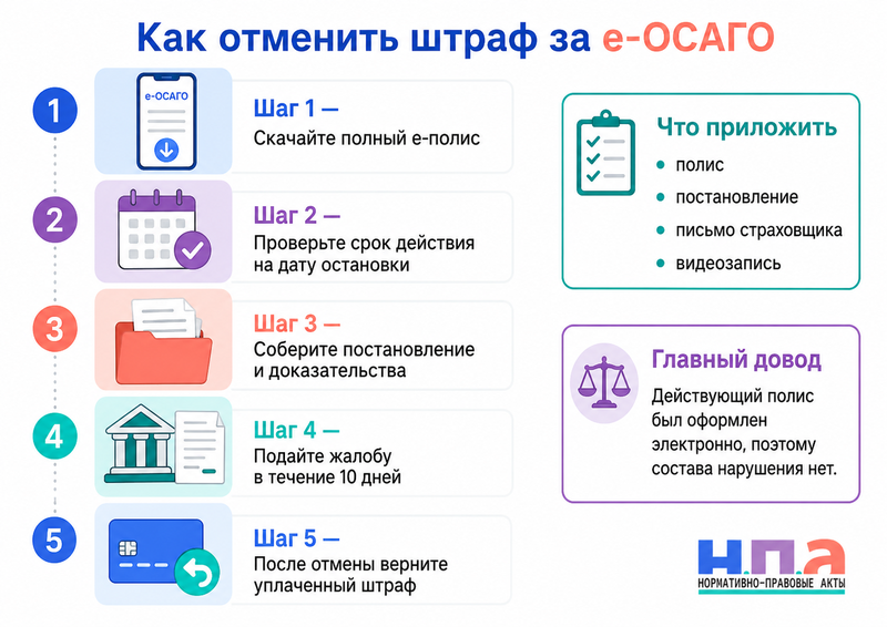 Водителя оштрафовали за непредъявление электронного полиса ОСАГО как отменить постановление
