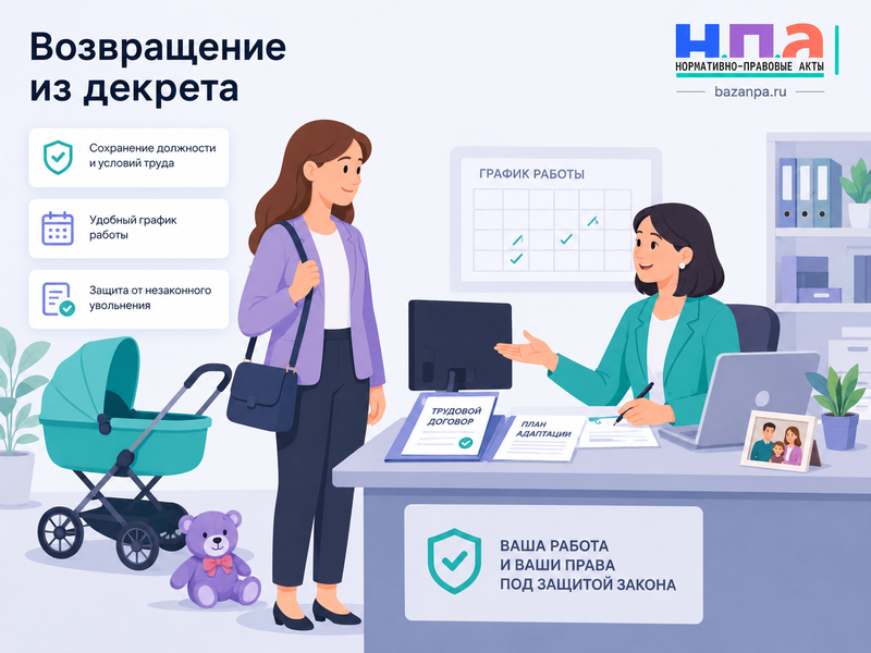 Возвращение из декретного отпуска сохранение должности, изменение графика и незаконное увольнение