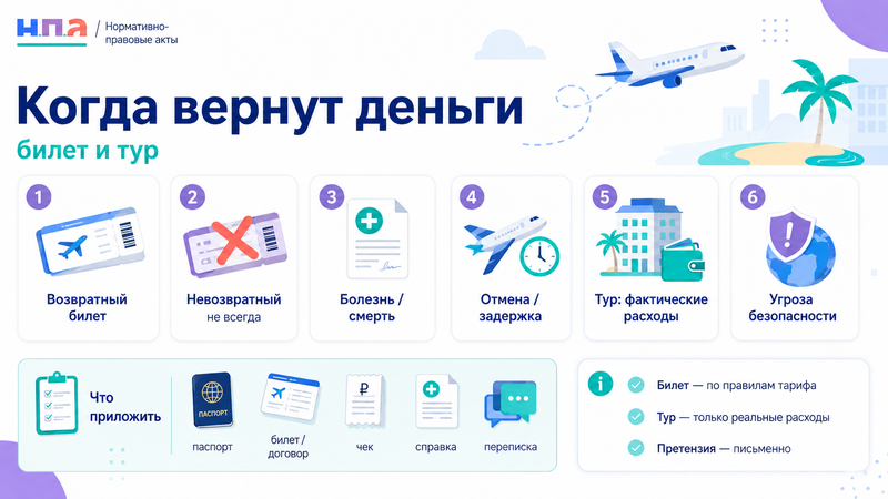 Возврат авиабилета или тура когда вернут деньги и как написать претензию