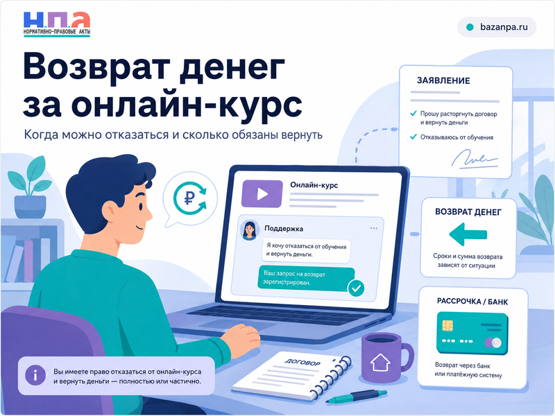 Возврат денег за онлайн-курс когда можно отказаться от обучения и сколько обязаны вернуть