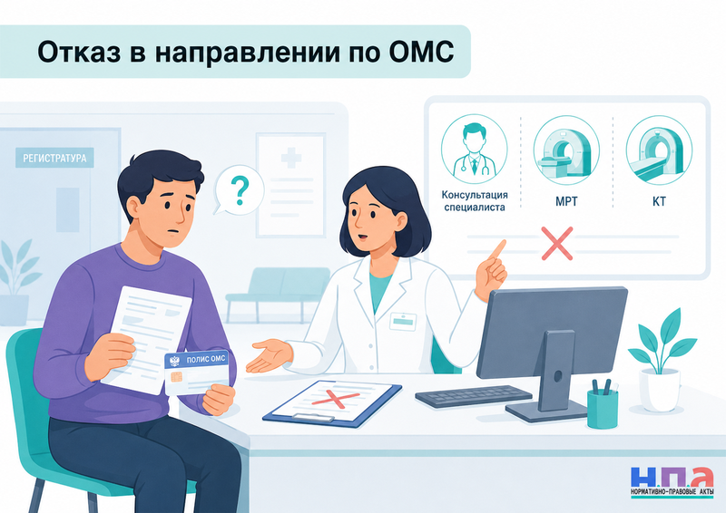 Врач не дает направление к специалисту, на МРТ или КТ когда обследование положено по ОМС