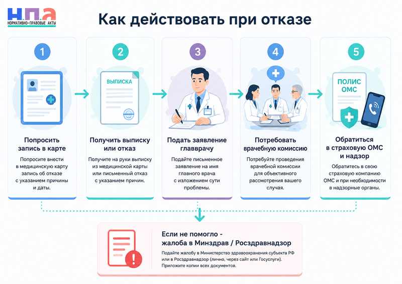Врач не дает направление к специалисту, на МРТ или КТ когда обследование положено по ОМС