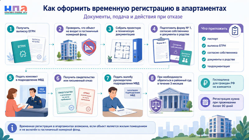 Временная регистрация в апартаментах в 2026 году кому разрешена и как оформить