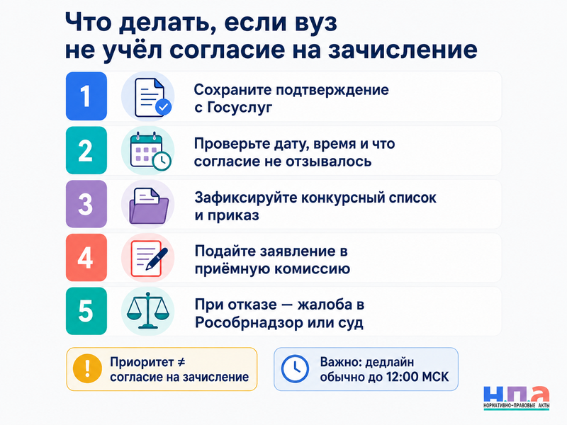 Вуз не увидел согласие на зачисление через Госуслуги как восстановить право на поступление