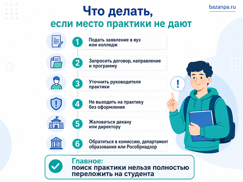 Вуз или колледж заставляет самостоятельно искать место практики обязанности учебного заведения