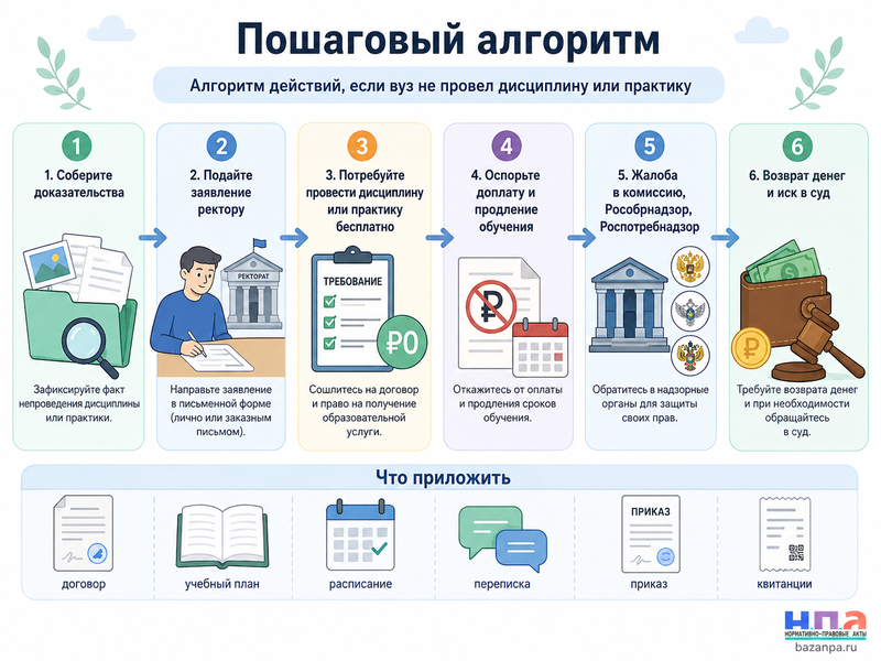 Вуз не организовал дисциплину или практику и потребовал оплатить дополнительный семестр