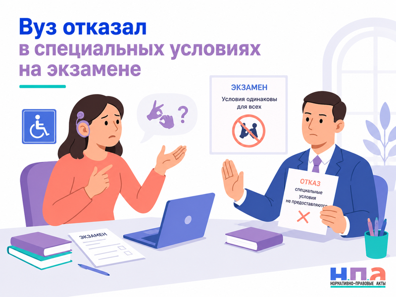 Вуз отказывается предоставить студенту с инвалидностью ассистента, сурдопереводчика или доступный формат экзамена