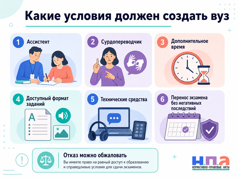 Вуз отказывается предоставить студенту с инвалидностью ассистента, сурдопереводчика или доступный формат экзамена