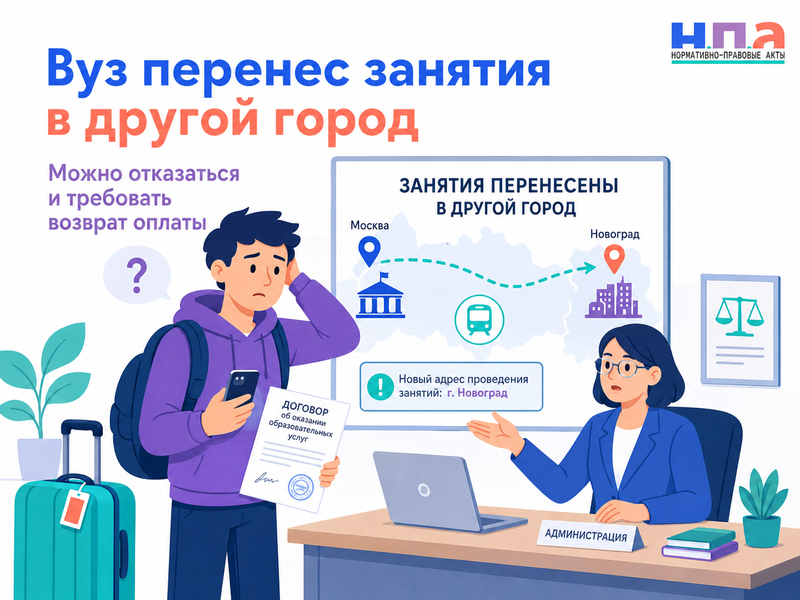 Вуз после поступления перенес факультет, занятия или учебный корпус в другой город можно ли отказаться и вернуть оплату