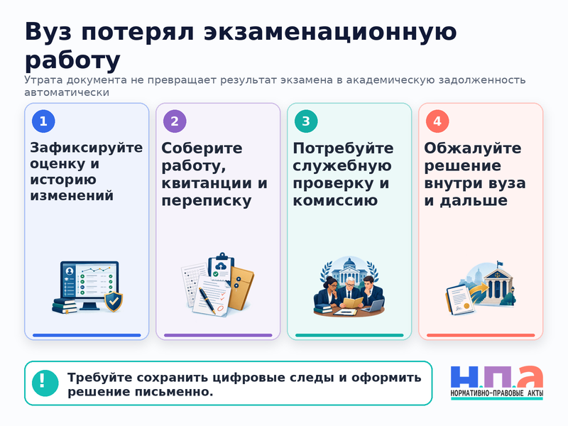 Вуз потерял экзаменационную работу или ведомость и требует пересдачи