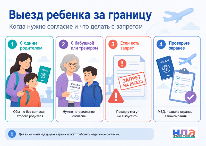 Выезд ребенка за границу согласие второго родителя и запрет на выезд