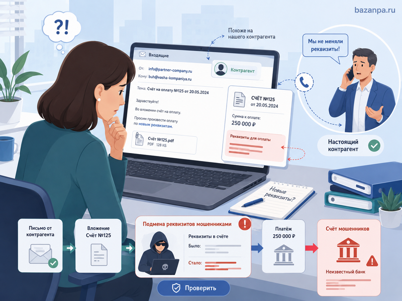 Взломали электронную почту контрагента и прислали подмененные банковские реквизиты кто несет риск платежа мошеннику