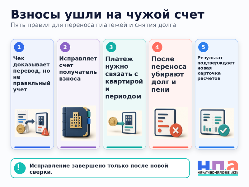 Взносы на капремонт зачисляют на чужой лицевой счет или другой дом, а за квартирой копятся долг и пени