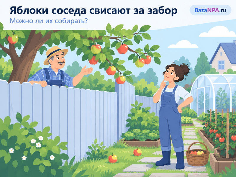 Яблоки соседа свисают за забор - можно ли их собирать