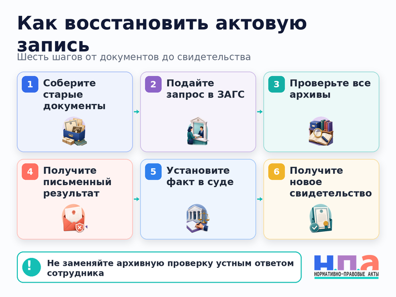 ЗАГС не находит актовую запись и не выдает повторное свидетельство