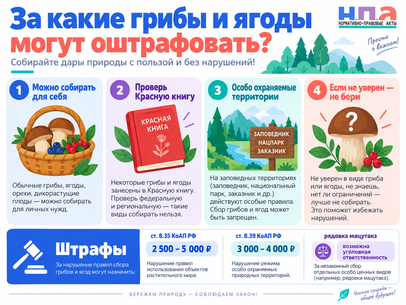 За какие грибы и ягоды могут оштрафовать при сборе в лесу