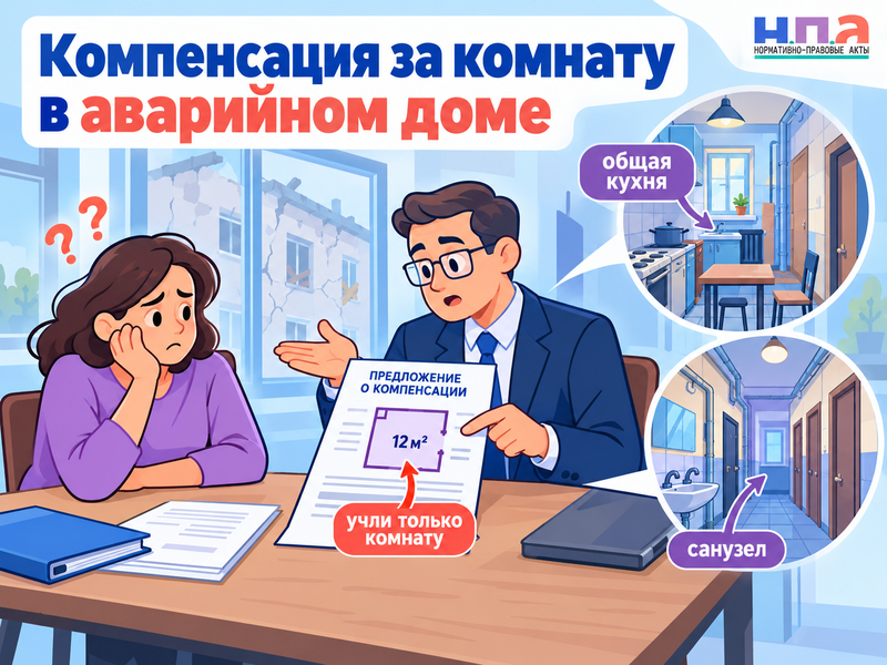 За комнату в аварийном доме предлагают компенсацию без общей кухни и санузла - законно ли это