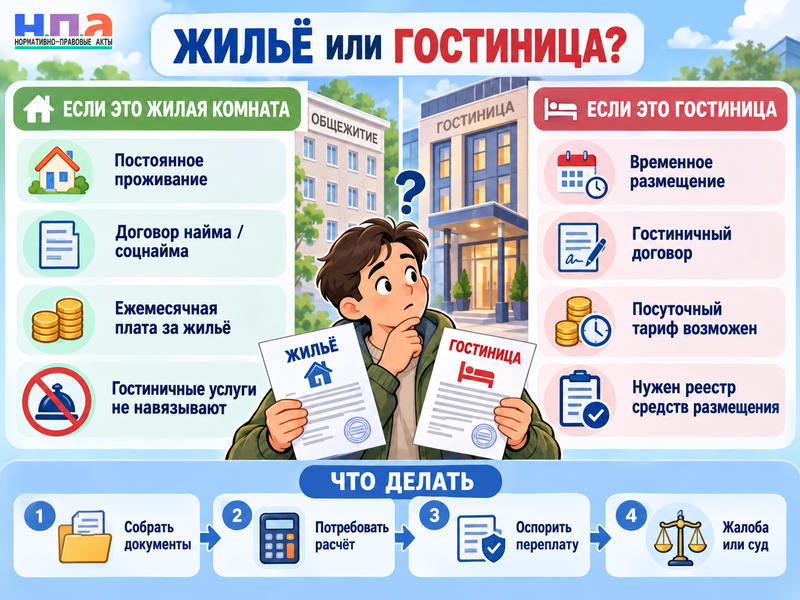 За комнату в бывшем общежитии требуют платить как за гостиницу - законно ли это