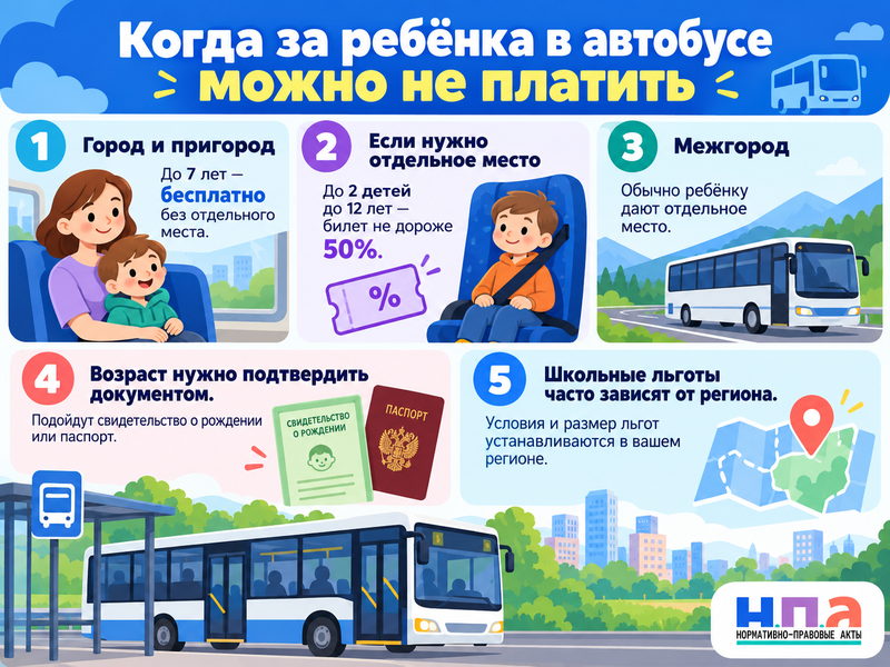 За проезд ребёнка в автобусе требуют деньги - когда платить не нужно