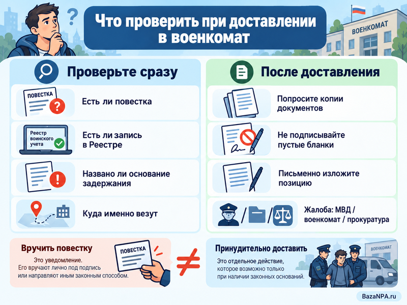 Забирают с улицы в военкомат без повестки - законно ли это