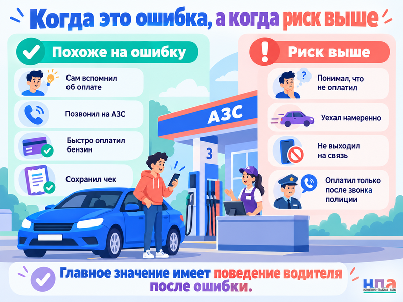 Забыл оплатить бензин на АЗС и уехал - что делать