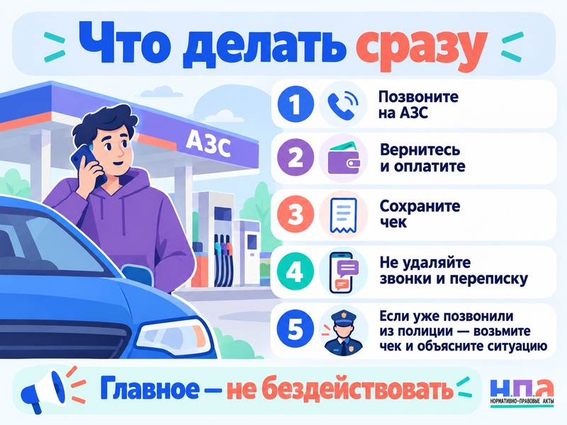 Забыл оплатить бензин на АЗС и уехал - что делать