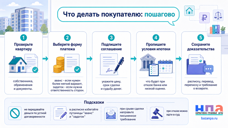 Задаток или аванс при покупке квартиры в чем разница и когда деньги не возвращаются