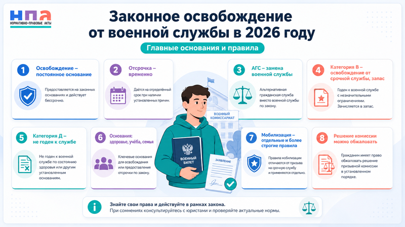 Законное освобождение от военной службы в 2026 году мобилизация, призыв и срочная служба