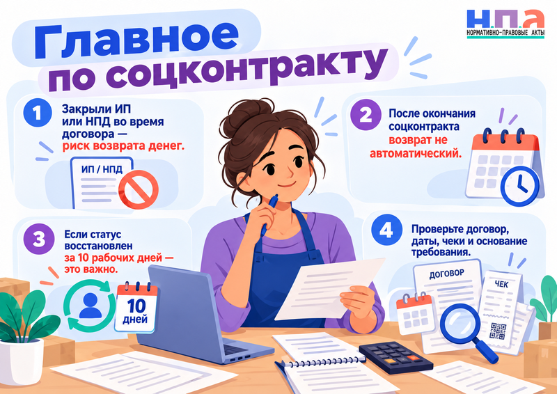 Закрыл ИП или самозанятость - нужно ли возвращать соцконтракт
