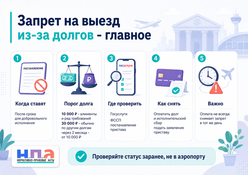 Запрет на выезд за границу из-за долгов: как проверить и снять