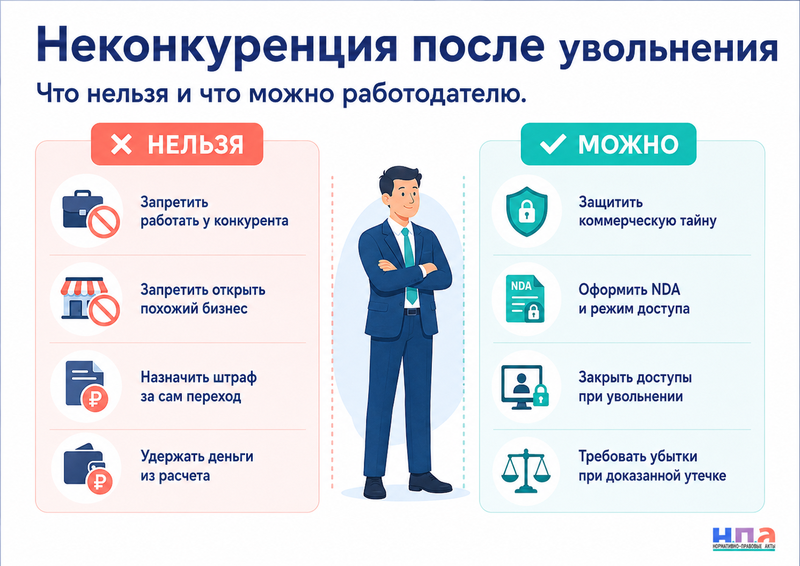 Запрет работать у конкурента после увольнения действует ли условие о неконкуренции в трудовом договоре