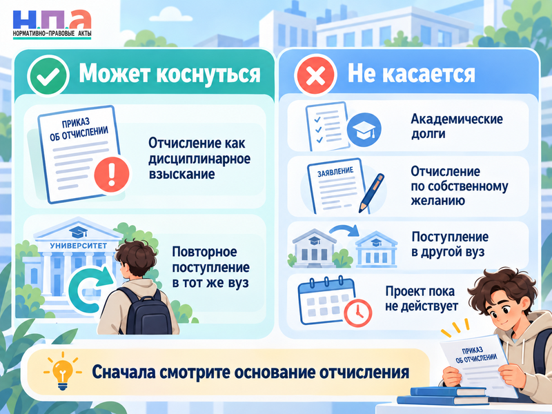 Запретят ли повторно поступать в тот же вуз пять лет после отчисления