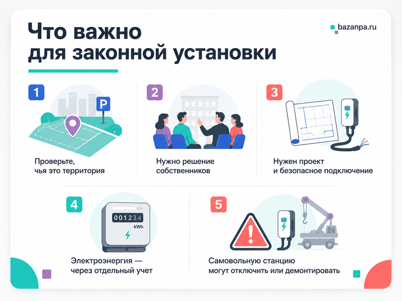 Зарядная станция для электромобиля во дворе или на парковке