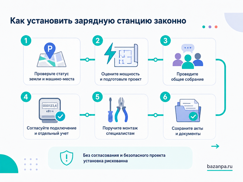 Зарядная станция для электромобиля во дворе или на парковке