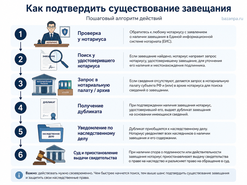 Завещание не найдено в ЕИС нотариата как подтвердить его существование и не допустить наследования по закону
