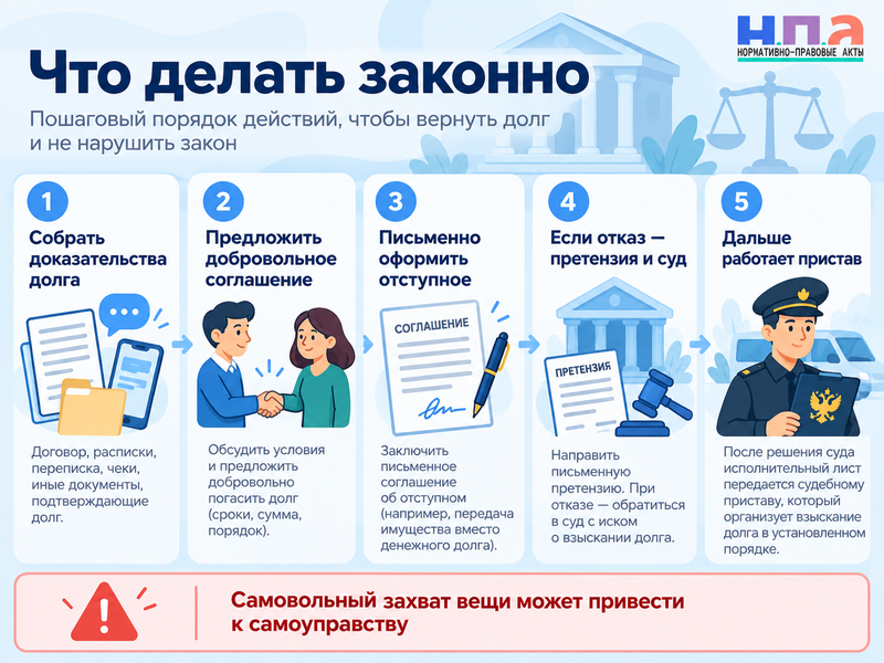Знакомый не возвращает долг - можно ли забрать его вещь
