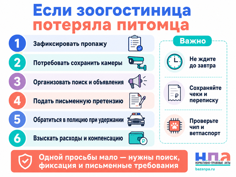 Зоогостиница, передержка или грумер потеряли животное либо отдали его другому владельцу